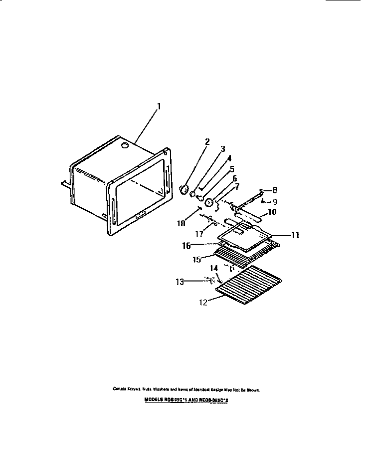 OVEN LINER, BAKE AND BROIL ELEMENTS Diagram and Parts List for REGS36BCW2  Frigidaire Wall Oven