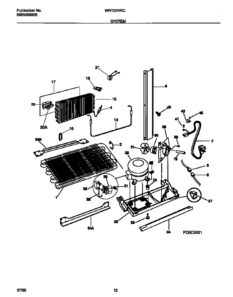 SYSTEM Diagram and Parts List for WRT22RRCD0  Frigidaire Refrigerator