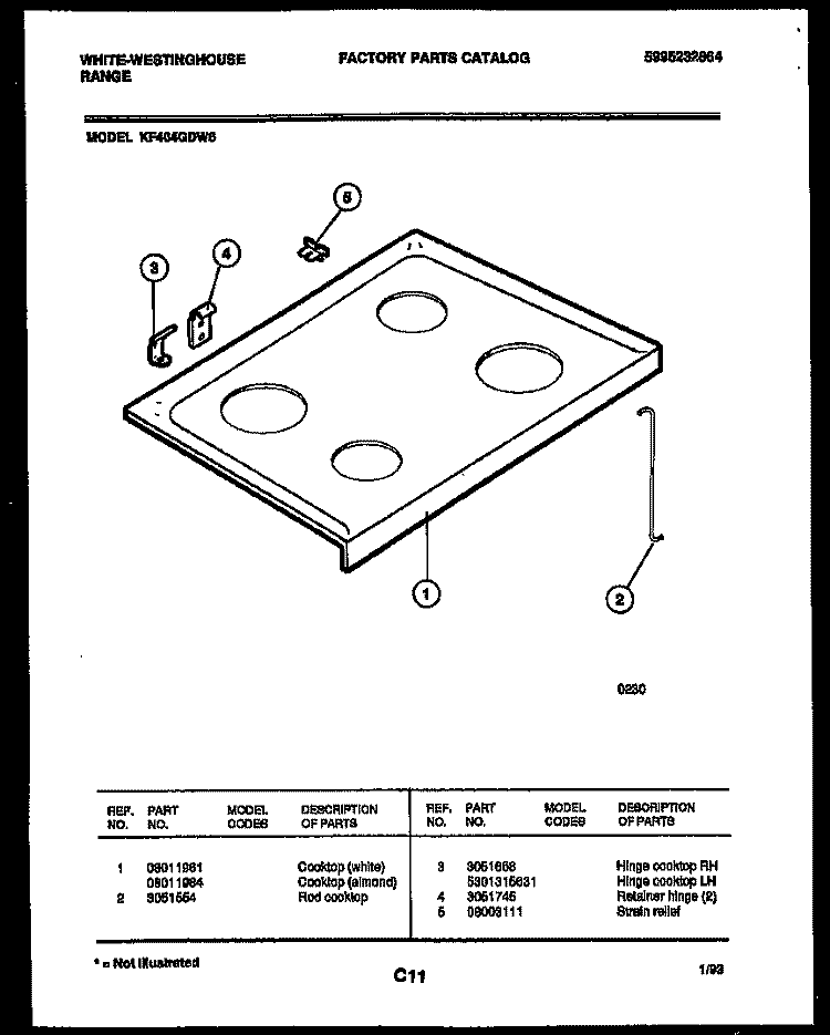 COOKTOP PARTS Diagram and Parts List for KF404GDW6  Frigidaire Range