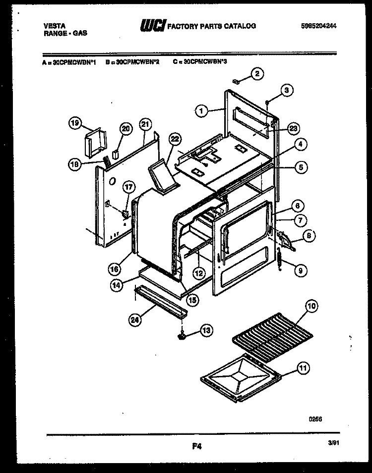 BODY PARTS Diagram and Parts List for 30CPMCWBN1  Tappan Range