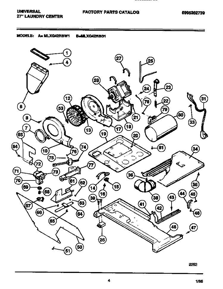 DRYER - MOTOR, BLOWER, BELT Diagram and Parts List for MLXG42RBW1  Gibson Washer Dryer Combo
