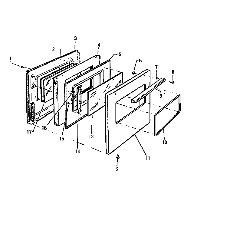 DOOR Diagram and Parts List for GF410HXV3  Frigidaire Wall Oven