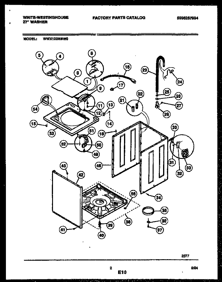 CABINET PARTS Diagram and Parts List for WWX123RBW0  Frigidaire Washer