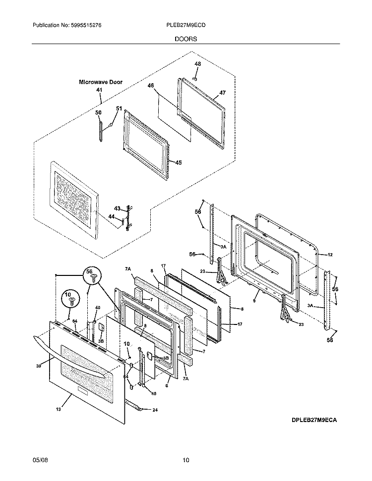 DOORS Diagram and Parts List for PLEB27M9ECD  Frigidaire Microwave Oven Combo