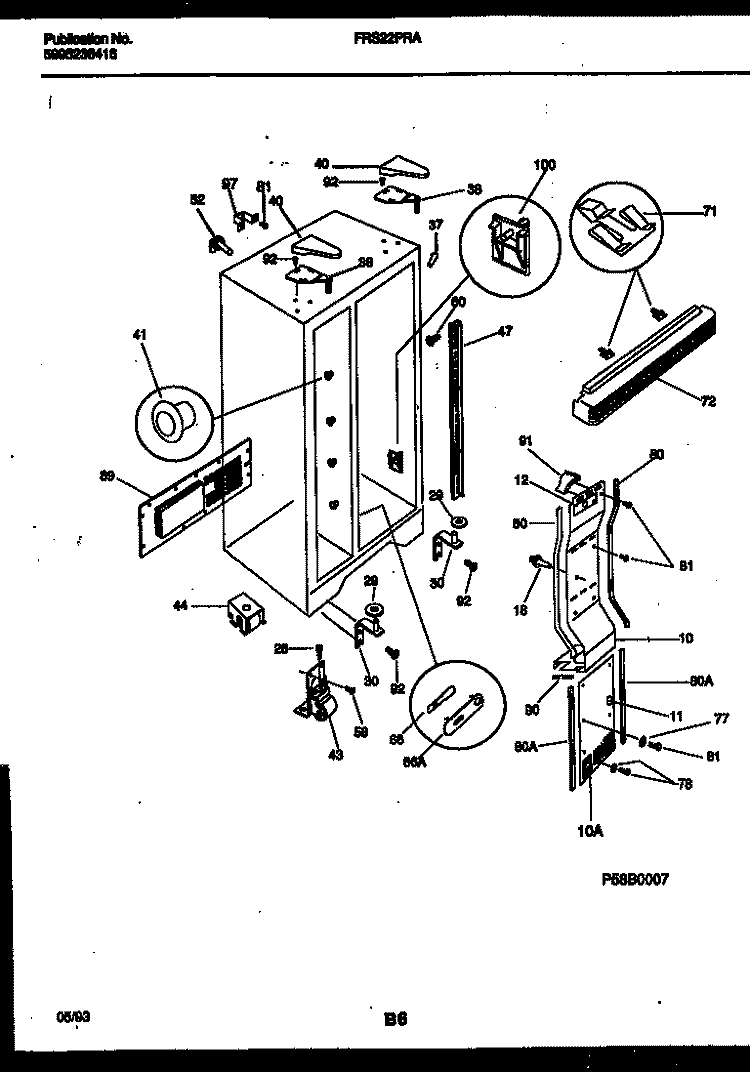 CABINET PARTS Diagram and Parts List for FRS22PRAW2  Frigidaire Refrigerator