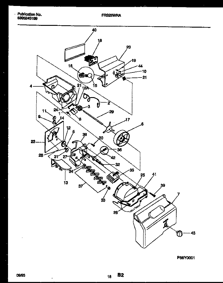 ICE DISPENSER Diagram and Parts List for FRS26WRAW0  Frigidaire Refrigerator
