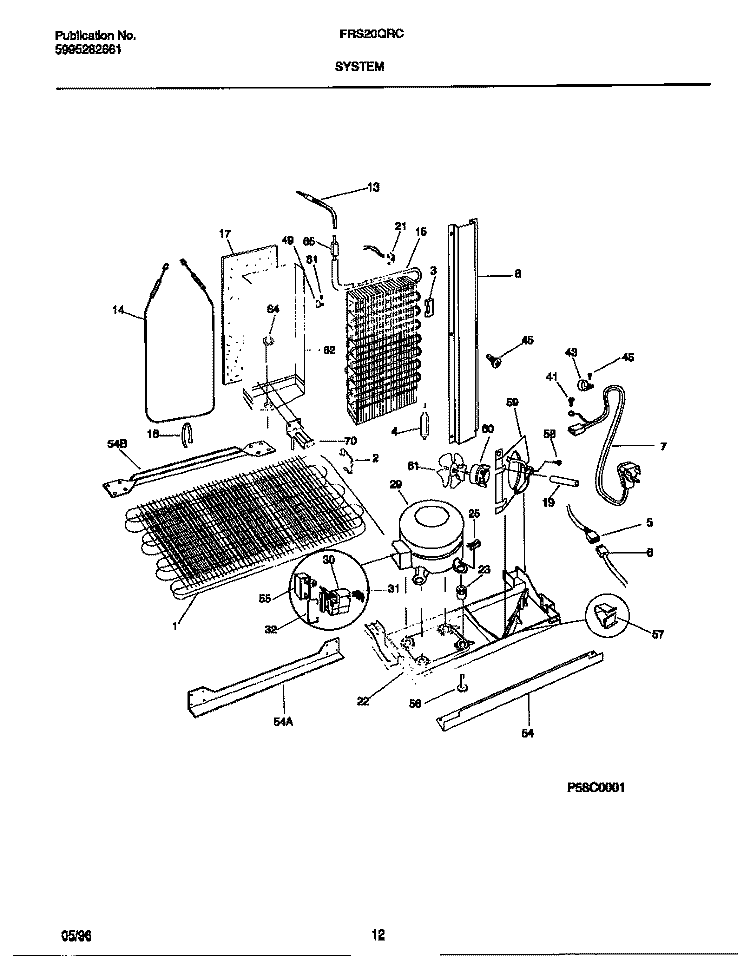 SYSTEM Diagram and Parts List for FRS20QRCW1  Frigidaire Refrigerator