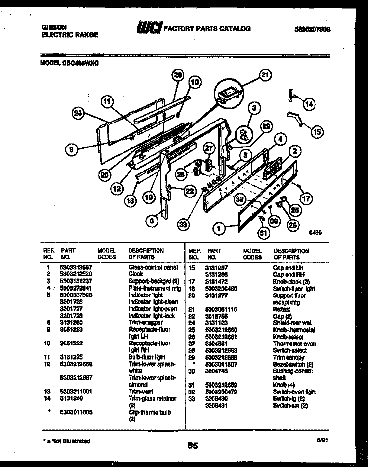 BACKGUARD Diagram and Parts List for CEC4S6WXC  Gibson Range