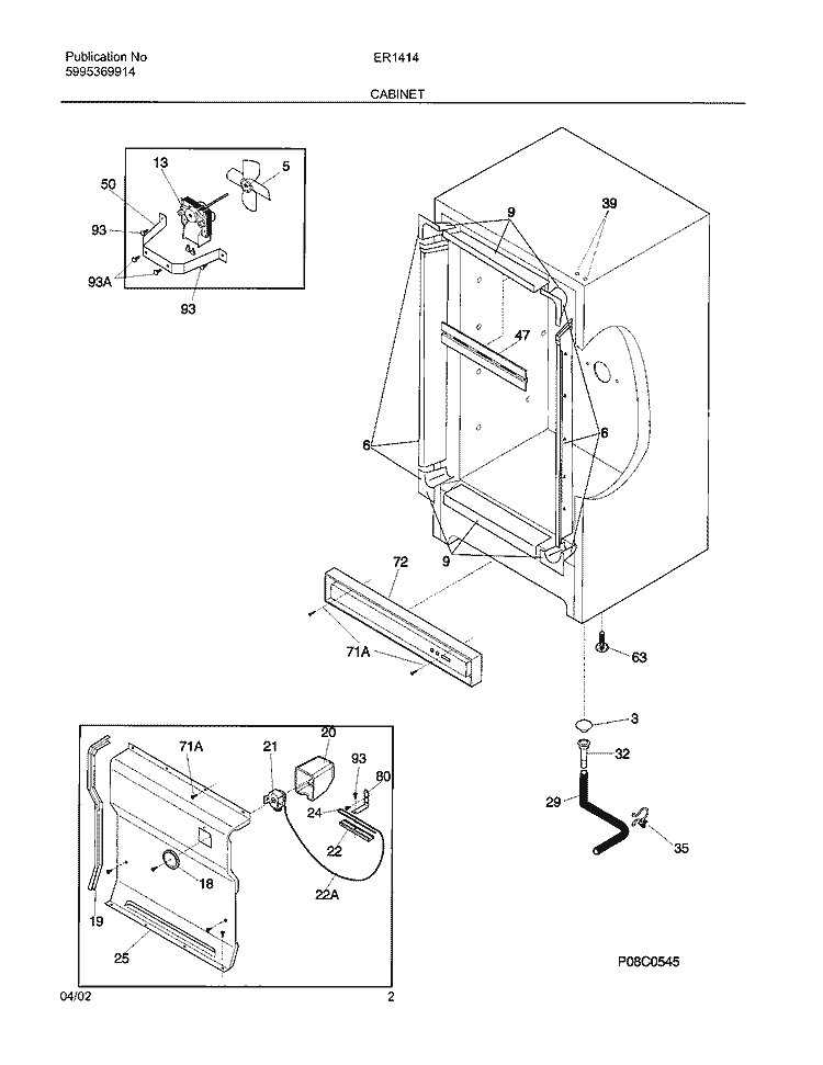 CABINET Diagram and Parts List for ER1414  Frigidaire Freezer