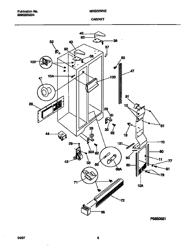 CABINET Diagram and Parts List for MRS22WNED3  Frigidaire Refrigerator