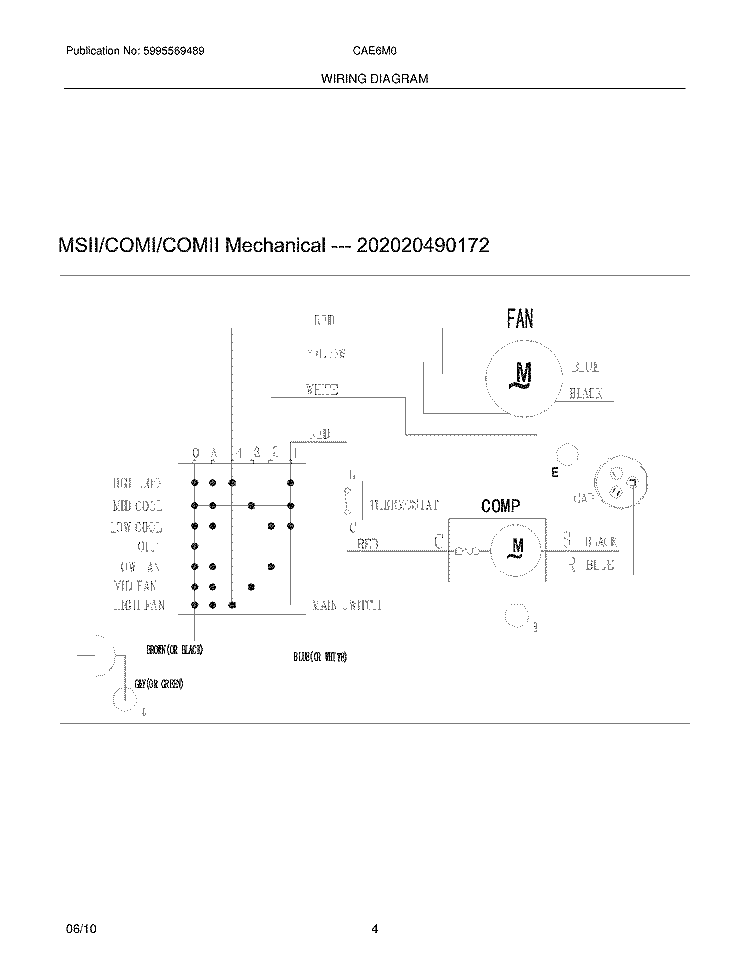WIRING DIAGRAM Diagram and Parts List for CAE6M0  Crosley Air Conditioner