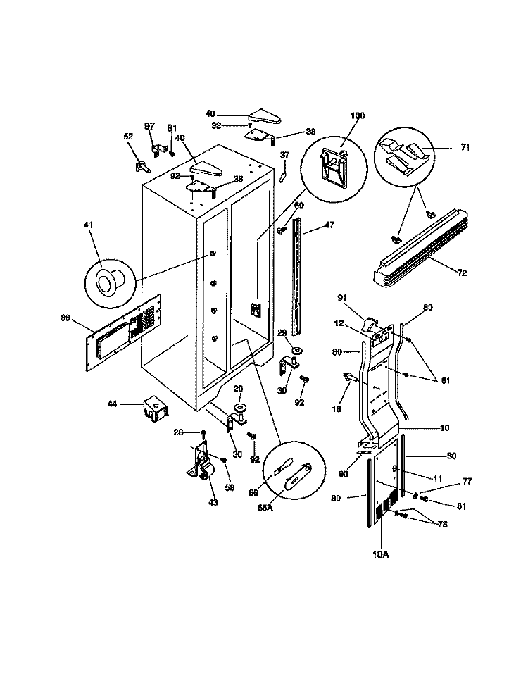 CABINET Diagram and Parts List for MRS20BRCD0  Frigidaire Refrigerator