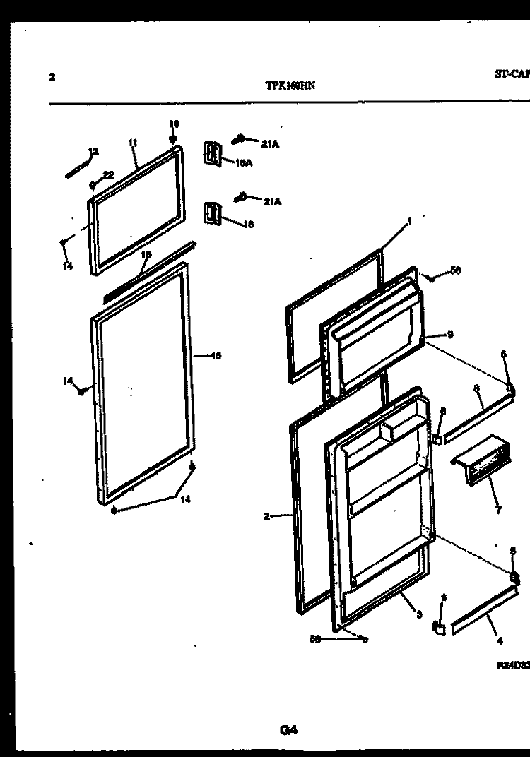 DOOR PARTS Diagram and Parts List for TPK160HN2W  Kelvinator Refrigerator