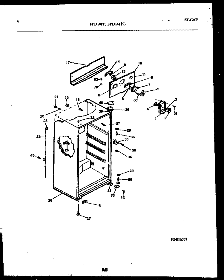 CABINET PARTS Diagram and Parts List for FPD14TPL2  Frigidaire Refrigerator
