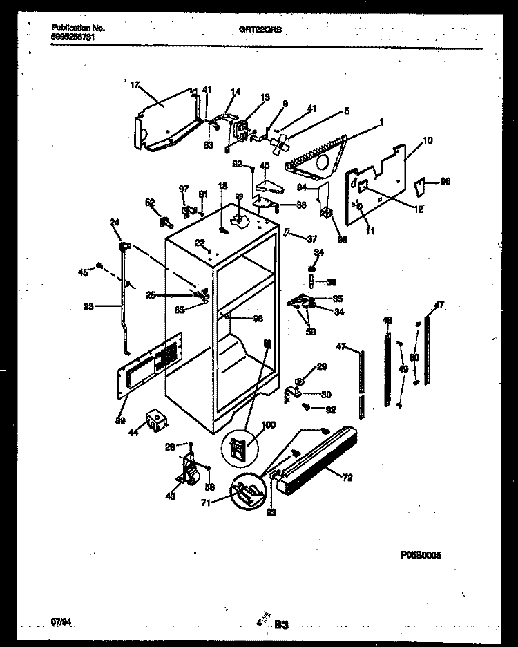 CABINET PARTS Diagram and Parts List for GRT22QRBW1  Gibson Refrigerator