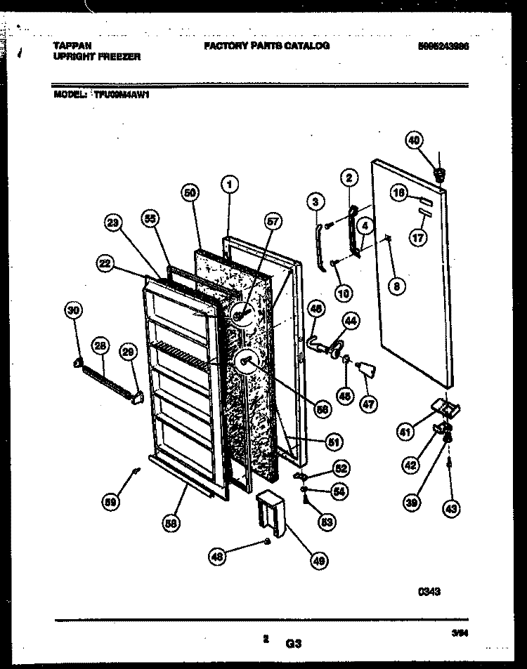 DOOR PARTS Diagram and Parts List for TFU09M4AW1  Tappan Freezer