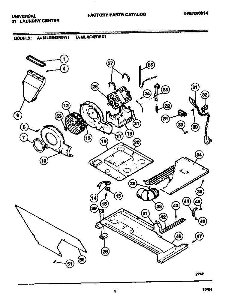 DRYER - MOTOR, BLOWER, BELT Diagram and Parts List for MLXE42RBW1  Frigidaire Washer Dryer Combo