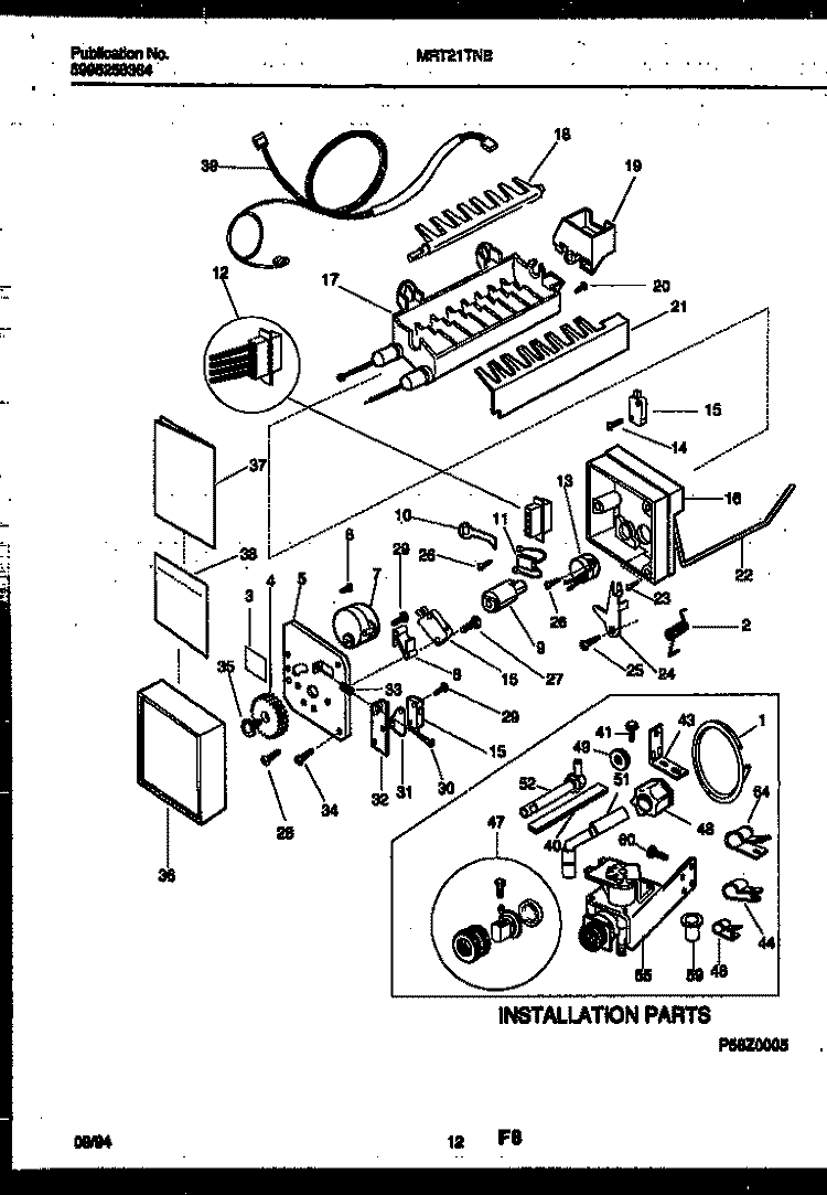 ICE MAKER AND INSTALLATION PARTS Diagram and Parts List for MRT21TNBZ1  Uni Refrigerator