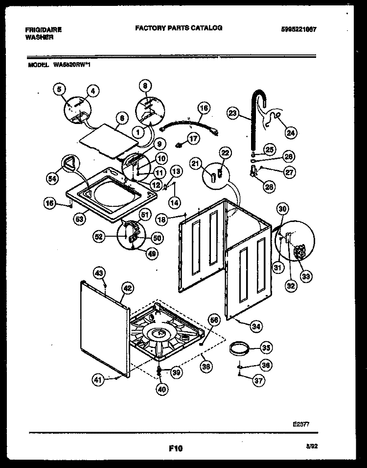 CABINET PARTS Diagram and Parts List for WA5820RW1  Frigidaire Washer