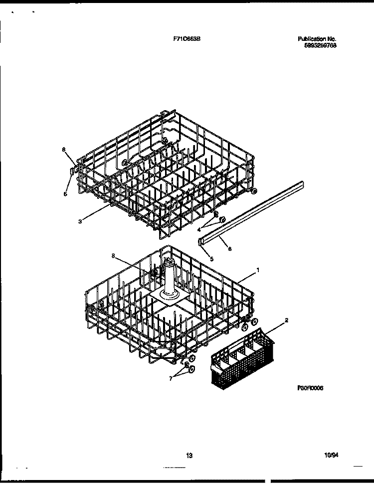 RACK DETAILS Diagram and Parts List for F71C663BD0  Frigidaire Dishwasher