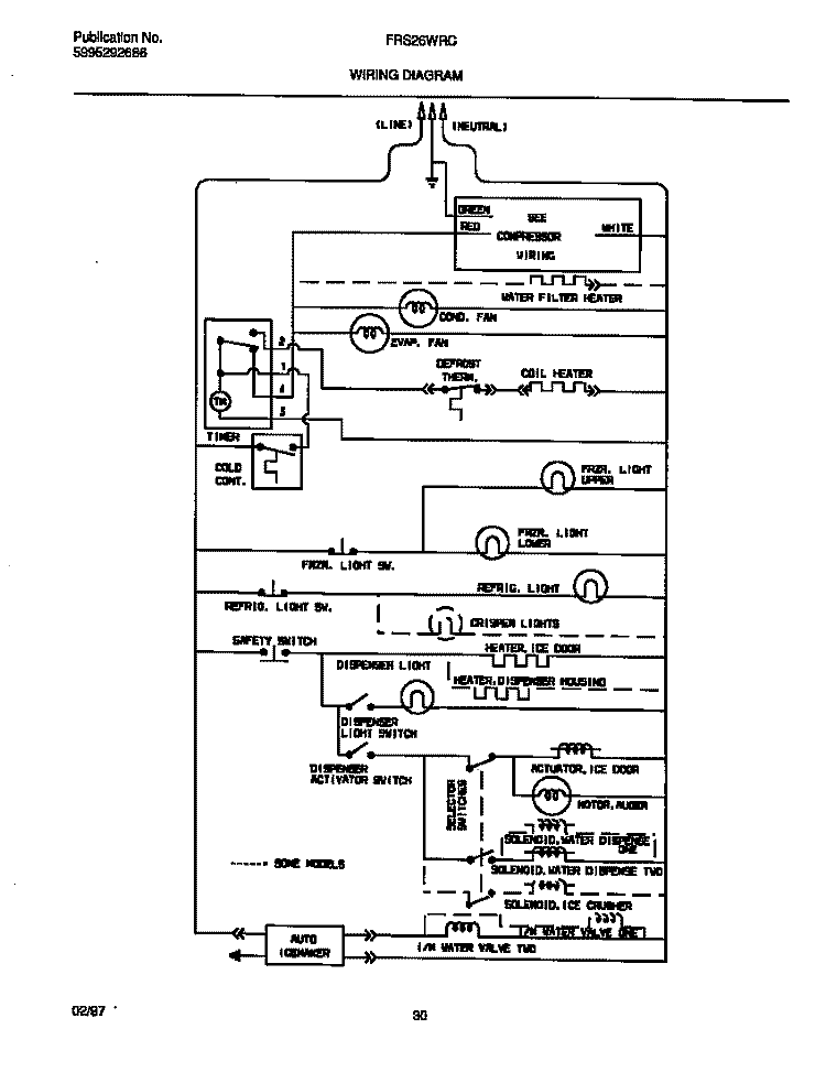 WIRING DIAGRAM Diagram and Parts List for FRS26WRCD6  Frigidaire Refrigerator