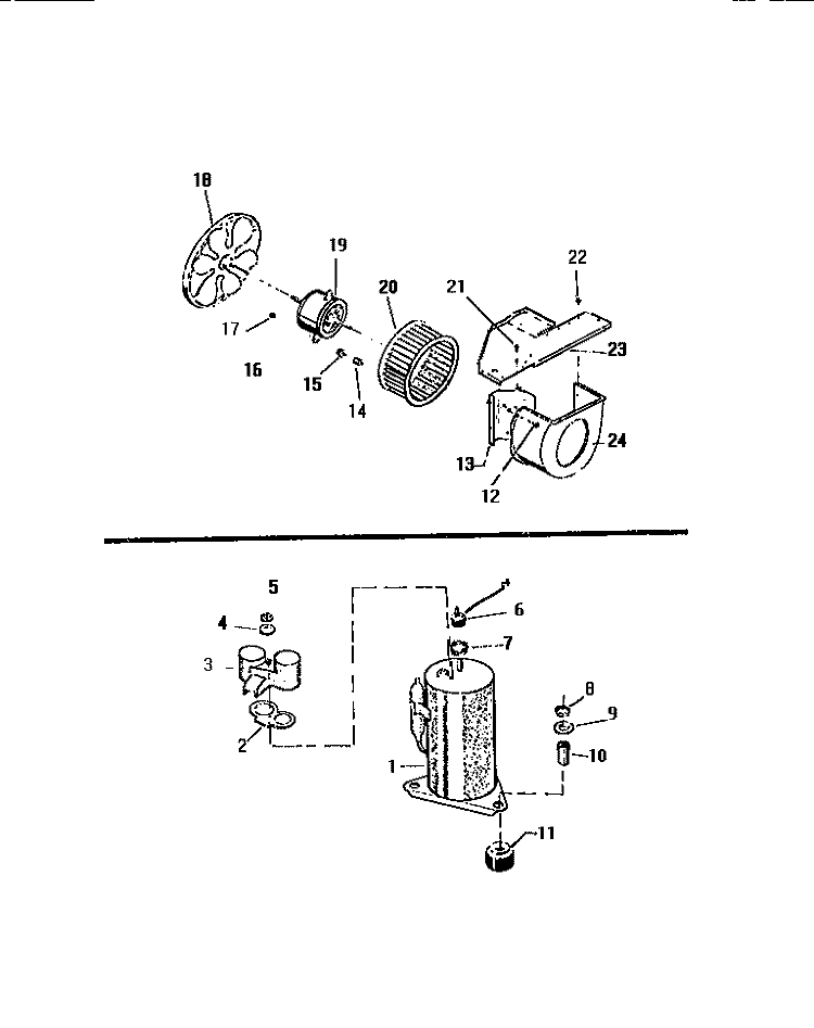 AIR HANDLING PARTS, COMPRESSOR Diagram and Parts List for MH608A1EA  Kelvinator Air Conditioner