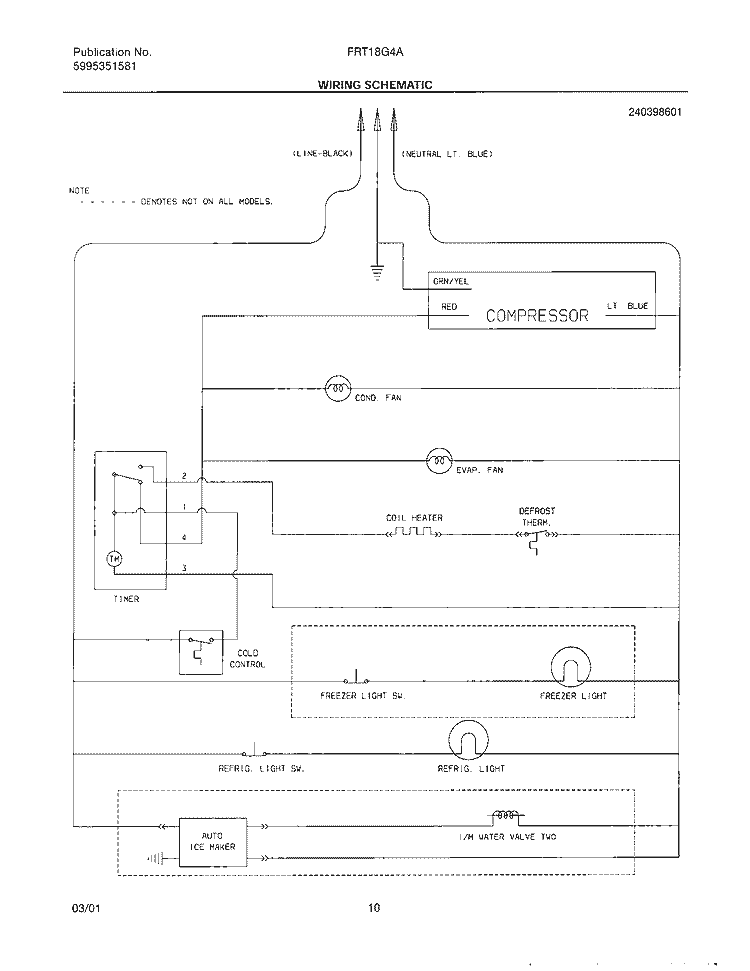 WIRING SCHEMATIC Diagram and Parts List for FRT18G4AQ0  Frigidaire Refrigerator