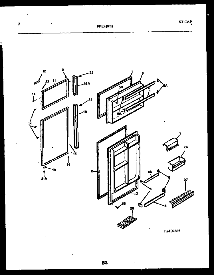 DOOR PARTS Diagram and Parts List for FPES19TSW0  Frigidaire Refrigerator