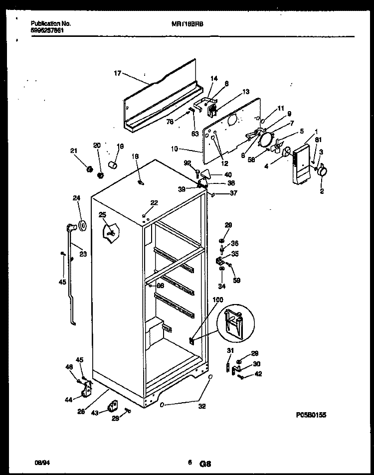 CABINET PARTS Diagram and Parts List for MRT18BRBZ1  Uni Refrigerator