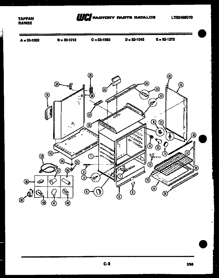 BODY PARTS Diagram and Parts List for 32-1012-45-10  Tappan Range