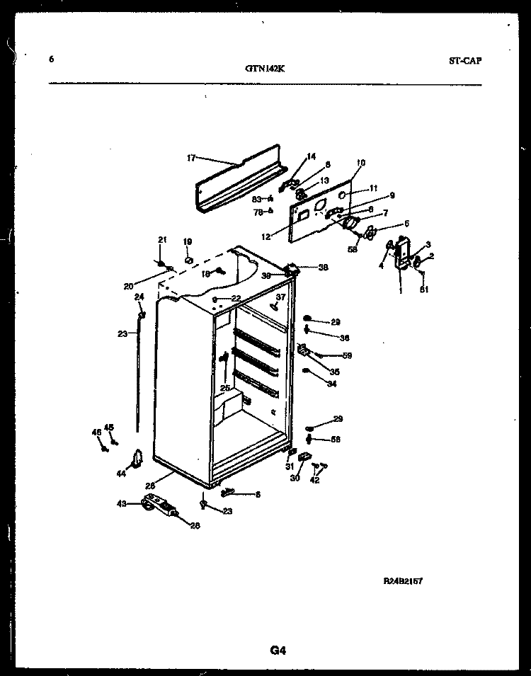 CABINET PARTS Diagram and Parts List for GTL142BK3  Frigidaire Refrigerator
