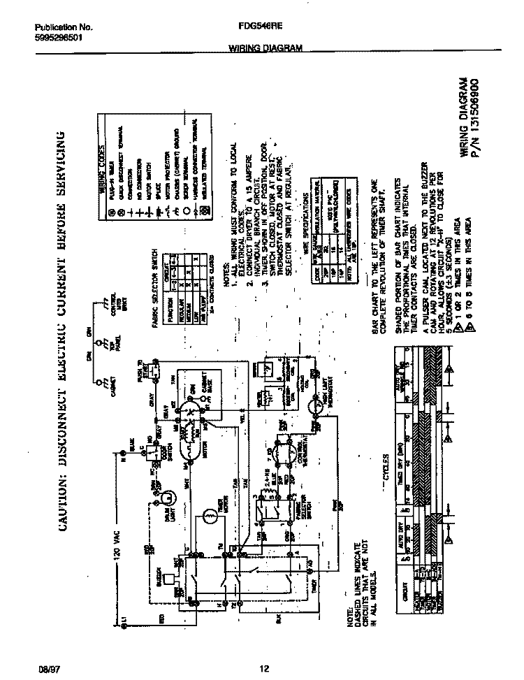 WIRING DIAGRAM Diagram and Parts List for FDG546RET1  Frigidaire Dryer