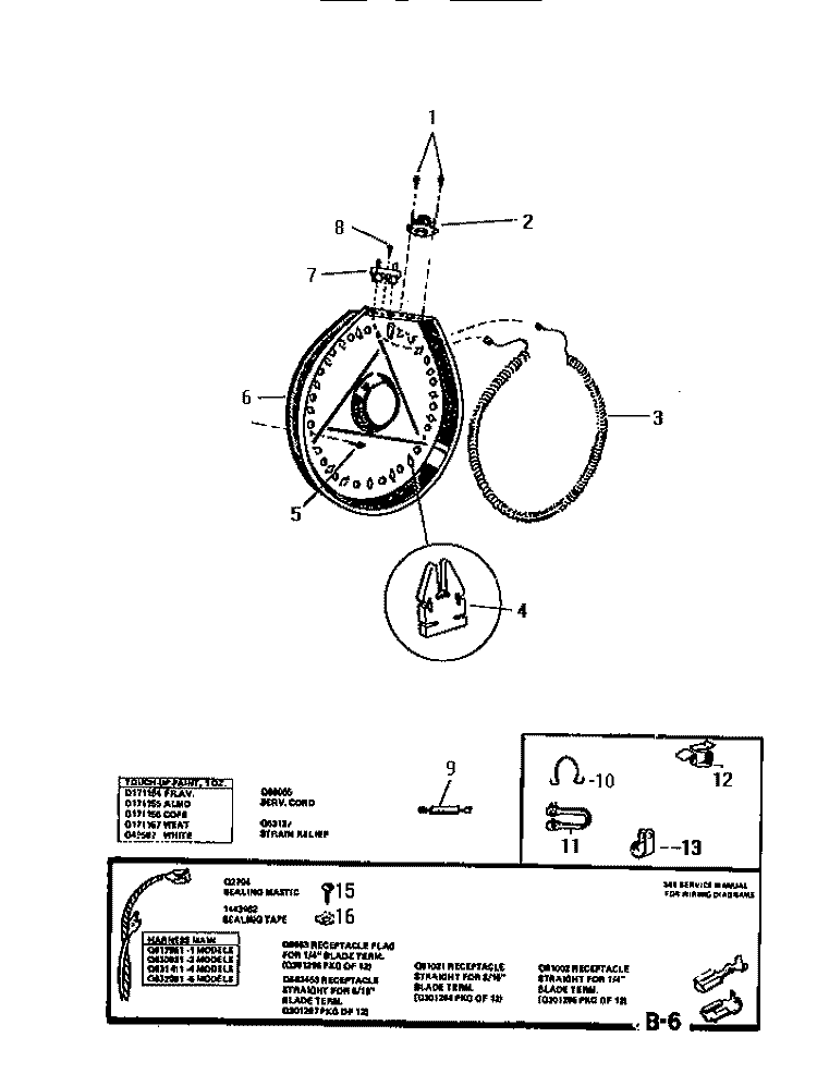 HARNESS & MISCELLANEOUS Diagram and Parts List for DE800EDH4  Frigidaire Dryer