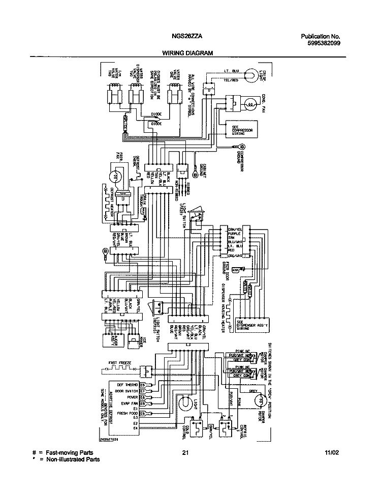 WIRING DIAGRAM Diagram and Parts List for NGS26ZZAB5  Frigidaire Refrigerator