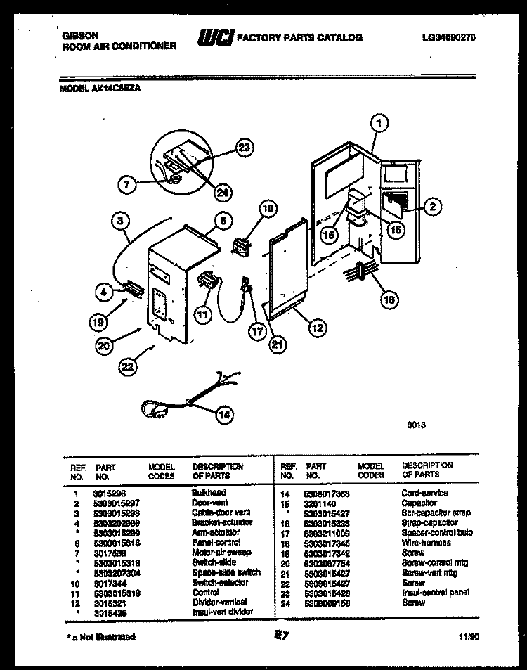 ELECTRICAL PARTS Diagram and Parts List for AK14C6EZA  Gibson Air Conditioner