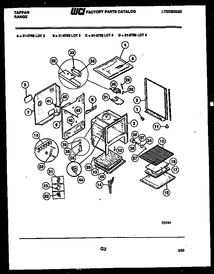 BODY PARTS Diagram and Parts List for 31-2758-66-03  Tappan Range