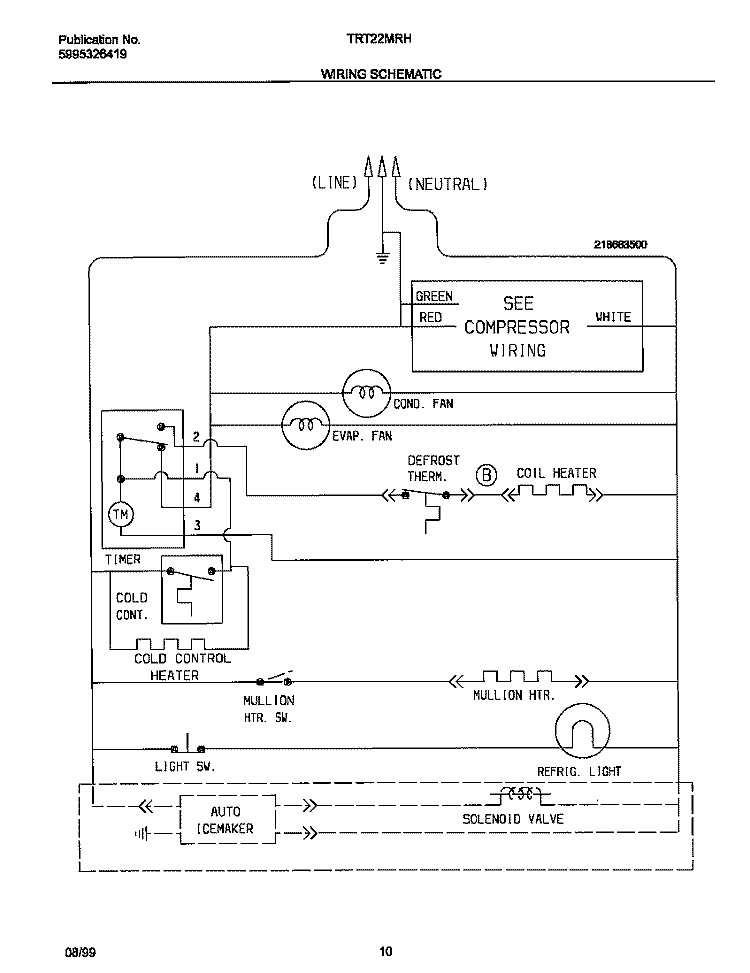 WIRING DIAGRAM Diagram and Parts List for TRT22MRHW0  Tappan Refrigerator