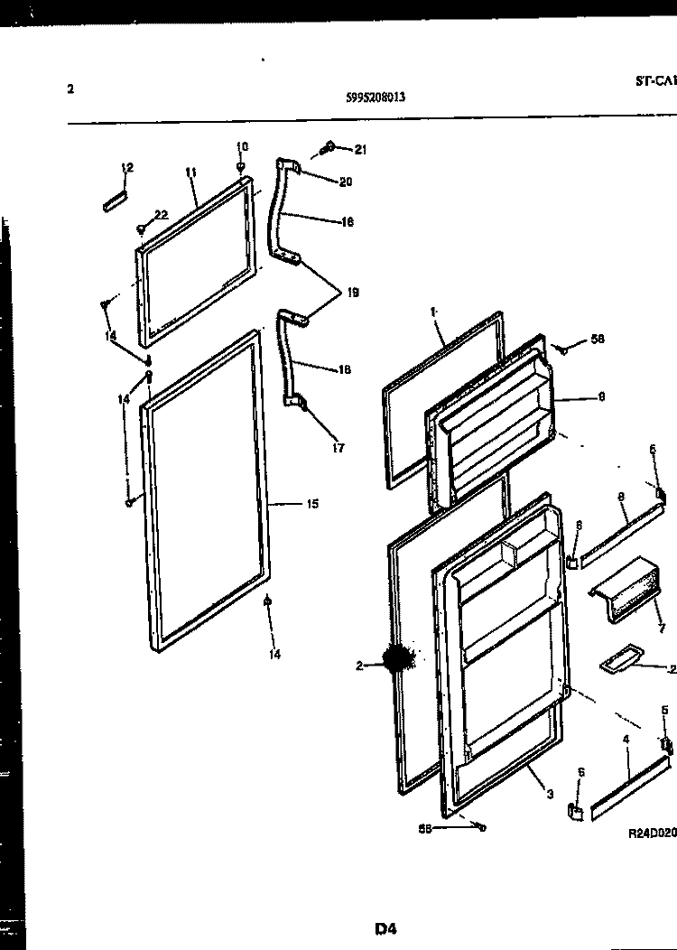 DOOR PARTS Diagram and Parts List for RT174NCD1  Frigidaire Refrigerator