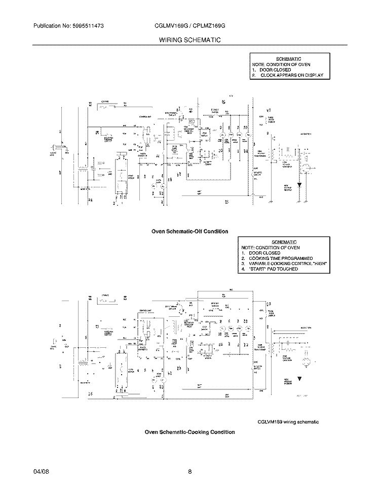 WIRING SCHEMATIC Diagram and Parts List for CGLMV169GSA  Frigidaire Microwave
