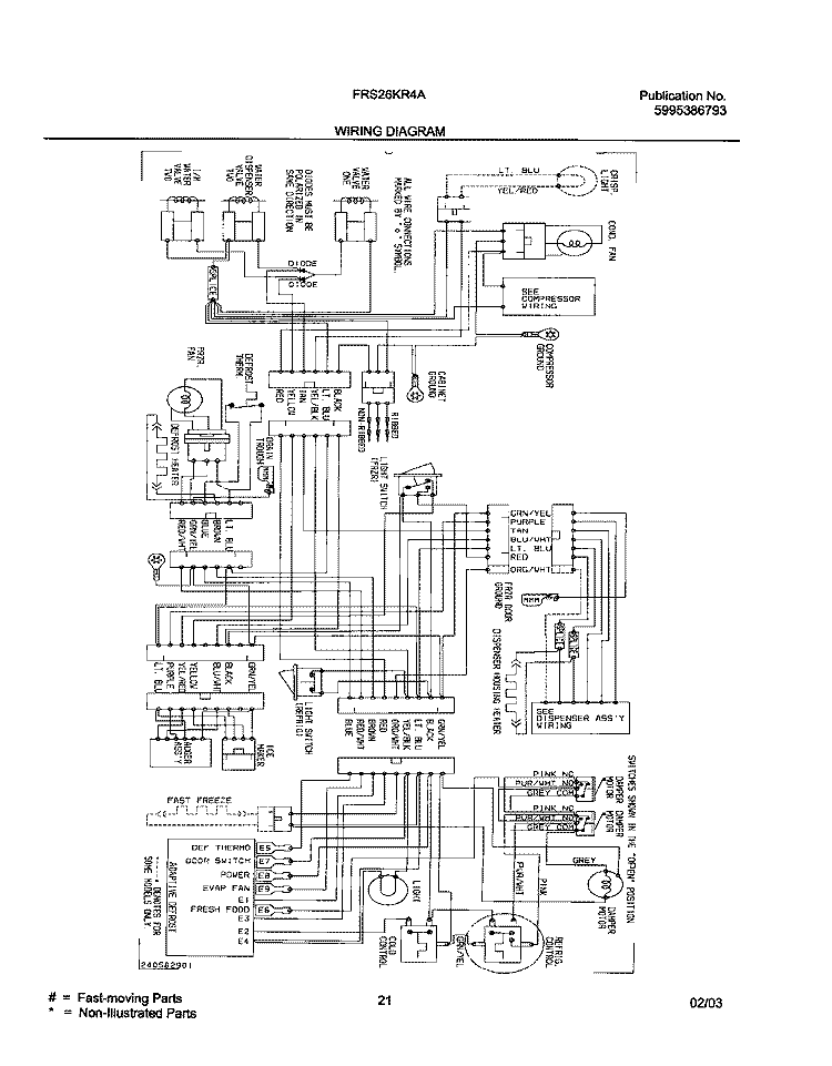 WIRING DIAGRAM Diagram and Parts List for FRS26KR4AB6  Frigidaire Refrigerator