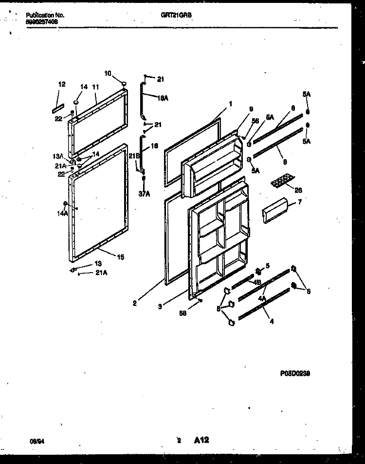 DOOR PARTS Diagram and Parts List for GRT21GRBD0  Gibson Refrigerator