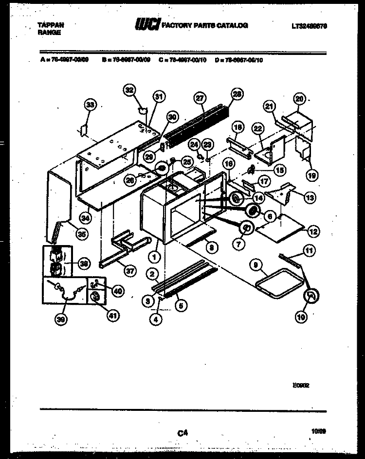 UPPER BODY PARTS Diagram and Parts List for 76-4967-00-09  Tappan Microwave Oven Combo