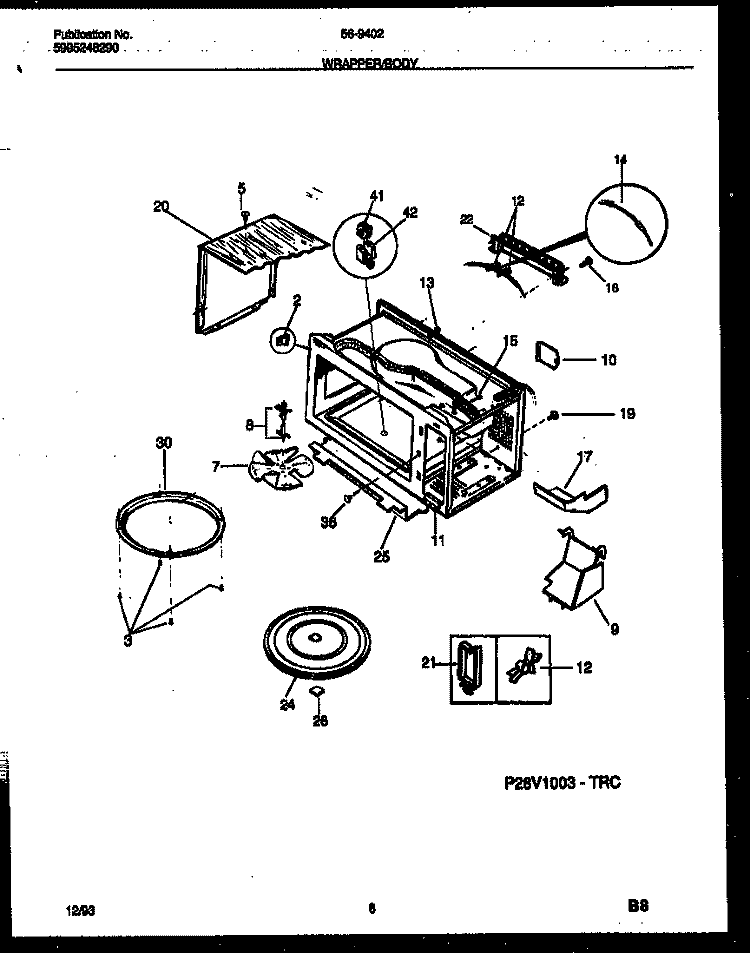 WRAPPER AND BODY PARTS Diagram and Parts List for 56-9402-10-11  Tappan Microwave