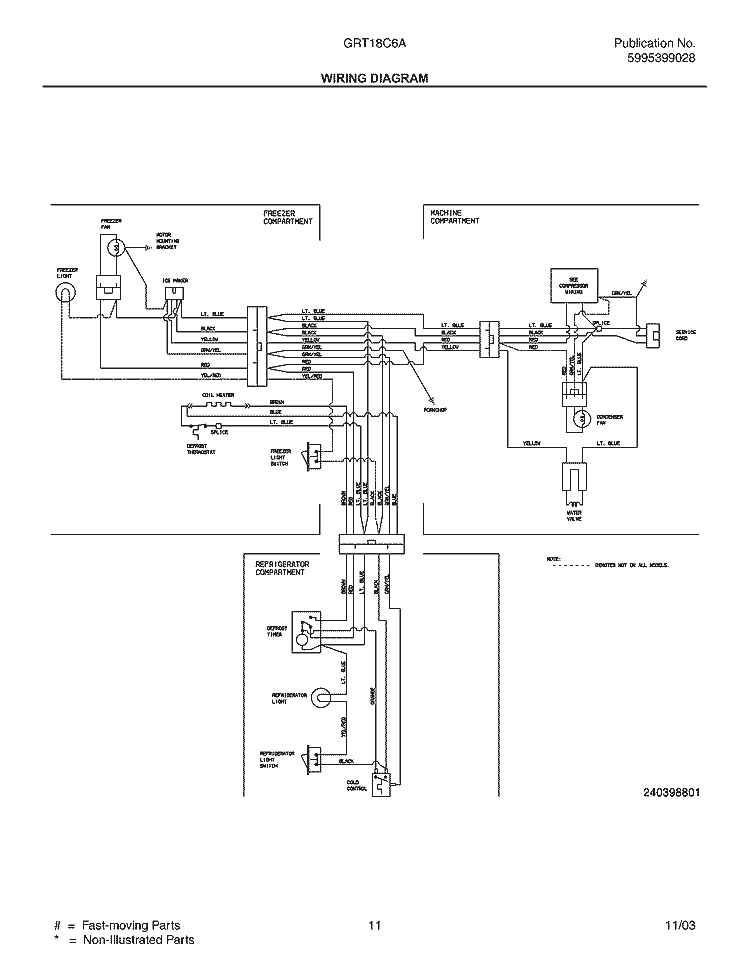 WIRING DIAGRAM Diagram and Parts List for GRT18C6AW9  Gibson Refrigerator