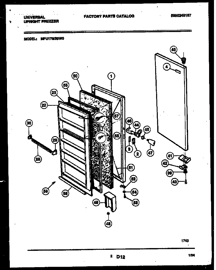 DOOR PARTS Diagram and Parts List for MFU17M3BW0  Uni Freezer