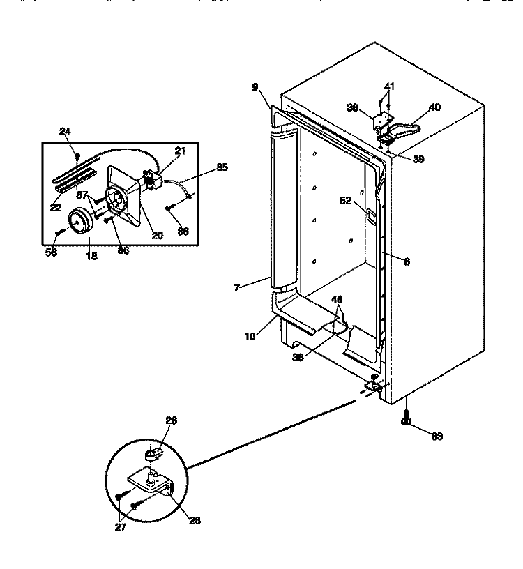 CABINET / CONTROL / SHELVES Diagram and Parts List for GFU12M2AW4  Gibson Freezer