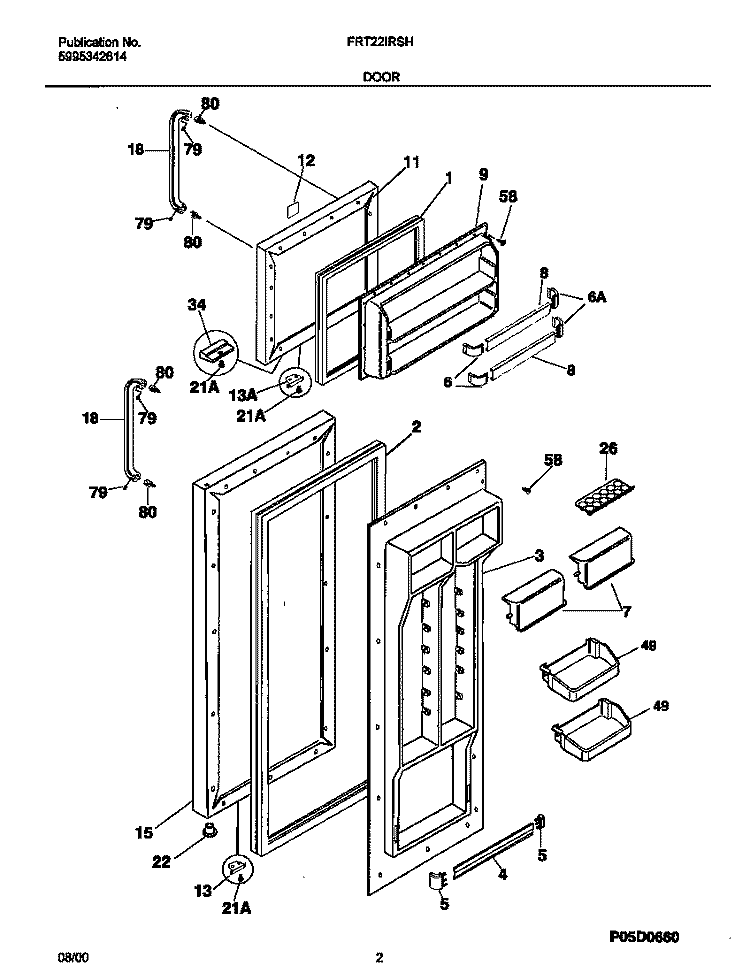 DOOR Diagram and Parts List for FRT22IRSHB4  Frigidaire Refrigerator