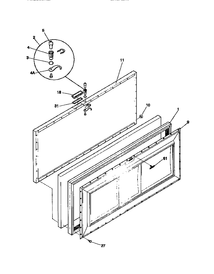 DOOR Diagram and Parts List for MFC09M2BW2  Frigidaire Freezer