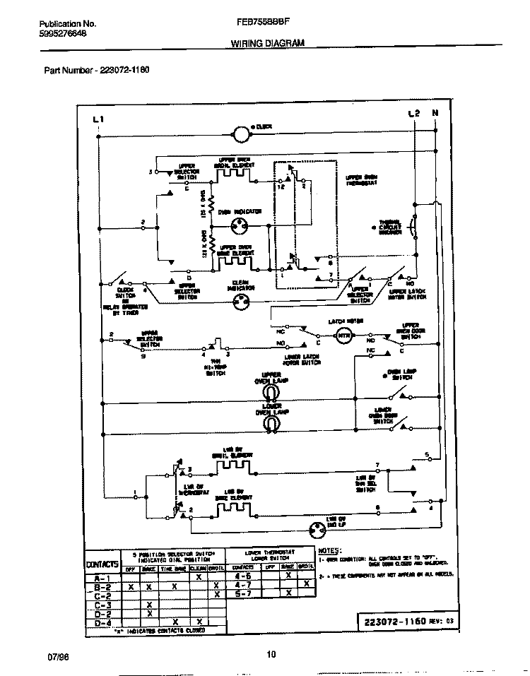 WIRING DIAGRAM Diagram and Parts List for FEB755BBBF  Frigidaire Wall Oven