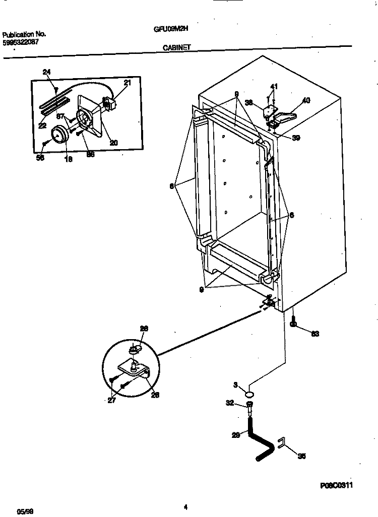 CABINET Diagram and Parts List for GFU09M2HW2  Gibson Freezer